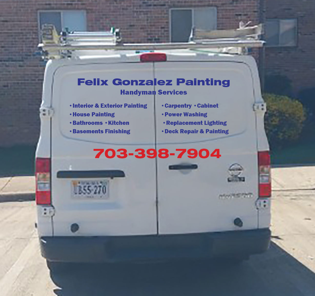 Rear van lettering for Felix Gonzalez Painting